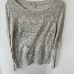 Lauren Conrad Women's Lace Knit Sweater - Cream